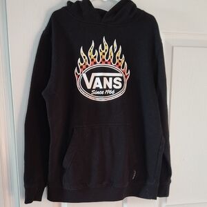 Vans Black Hoodie with Flame Graphic